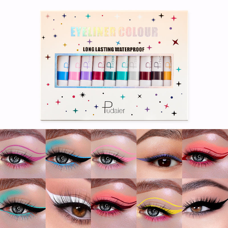 NEWEST PUDAIER COLORFUL LIQUID MATTE EYELINER,Quickly dry,waterproof,Sweat-resistant,smudge-proof,Can be used for painting, tattooing, and children's painting creation.