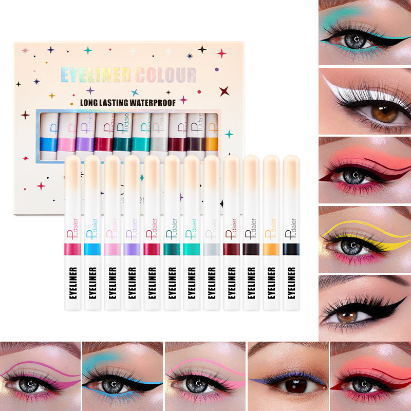 NEWEST PUDAIER COLORFUL LIQUID MATTE EYELINER,Quickly dry,waterproof,Sweat-resistant,smudge-proof,Can be used for painting, tattooing, and children's painting creation.